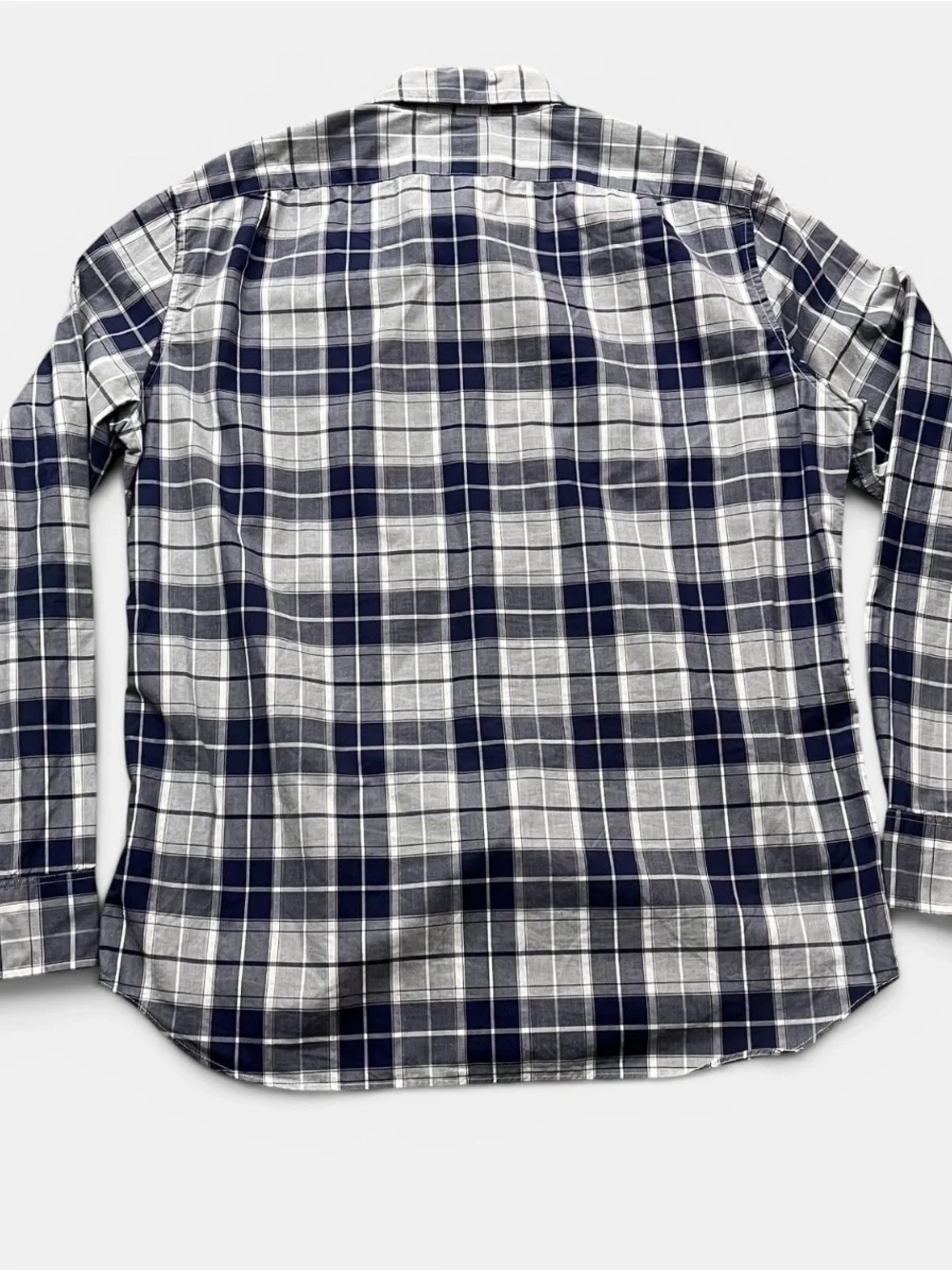 J. Crew Slim Fit Navy Blue Plaid Button Down Cotton Long Sleeve Shirt Size L